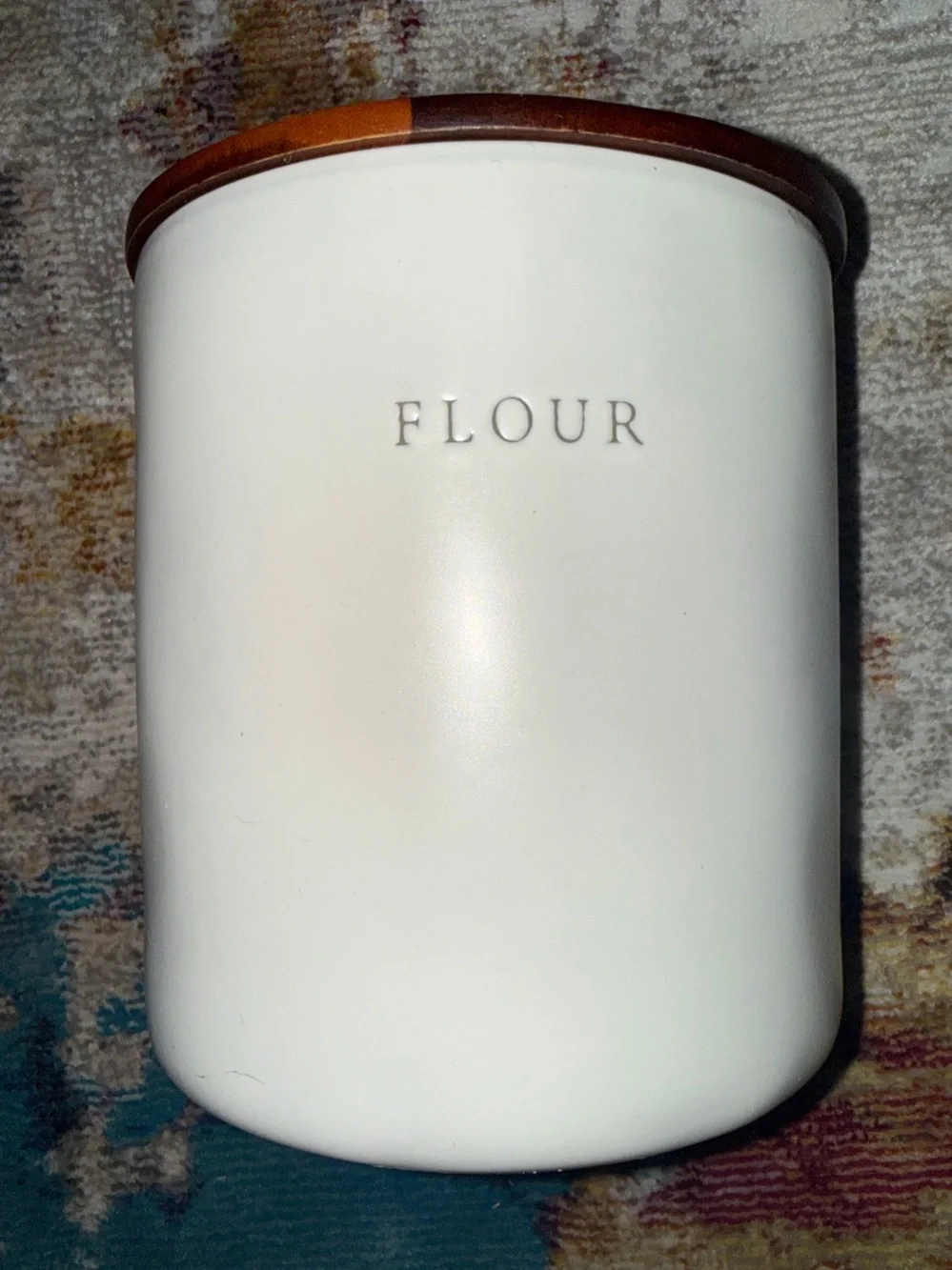 Hearth & Hand Stoneware Flour Canister with Wooden Lid